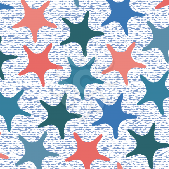 Living coral starfish pattern with stripes. Vector illustration