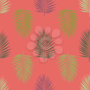 Modern tropical palm leaves seamless pattern. Vector illustration.
