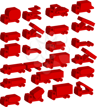 Royalty Free Clipart Image of a Bunch of Trucks