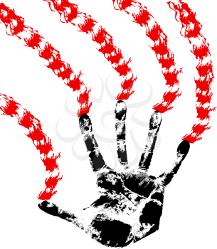 Royalty Free Clipart Image of a Bloody Handprint