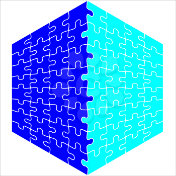 Royalty Free Clipart Image of a Jigsaw Cube