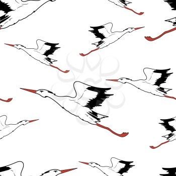 Royalty Free Clipart Image of White Storks