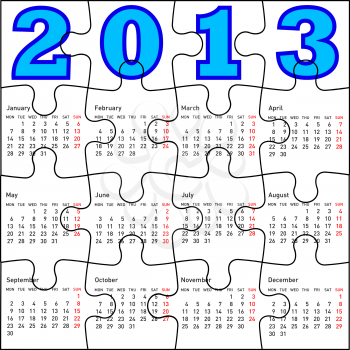 Royalty Free Clipart Image of a Puzzle Calendar