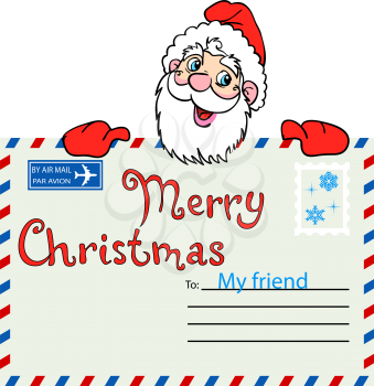 Royalty Free Clipart Image of Santa Clause Holding a Letter