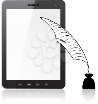 Royalty Free Clipart Image of a Tablet and Pen
