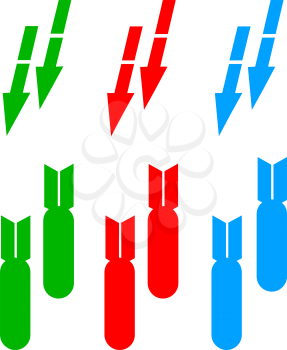 Royalty Free Clipart Image of Arrows and Bombs