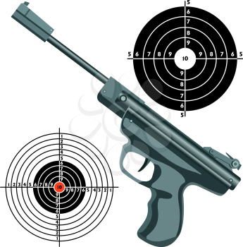 Royalty Free Clipart Image of a Gun and Targets