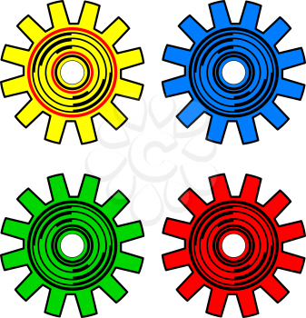 Royalty Free Clipart Image of Colourful Gears