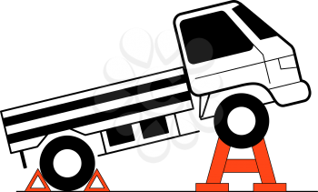 Royalty Free Clipart Image of a Vehicle Being Lifted