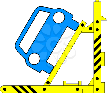 Royalty Free Clipart Image of a Car on a Lift