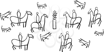 Royalty Free Clipart Image of Ancient Drawings