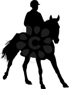 Royalty Free Clipart Image of a Jockey on a Horse