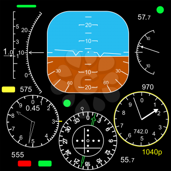 Royalty Free Clipart Image of a Plane Control Panel