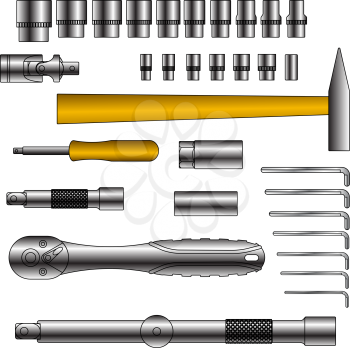 Royalty Free Clipart Image of a Bunch of Tools