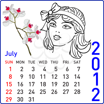 Royalty Free Clipart Image of a July Calendar