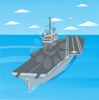 Royalty Free Clipart Image of an Aircraft Carrier