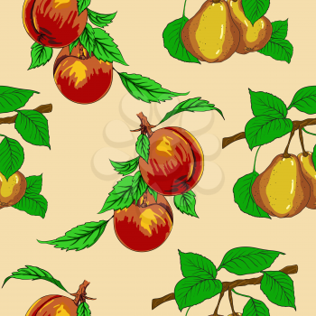 Royalty Free Clipart Image of Peaches and Pears
