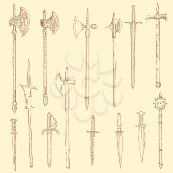 Royalty Free Clipart Image of Medieval Weapons