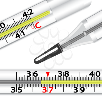 Royalty Free Clipart Image of Medical Glass Mercury Thermometers