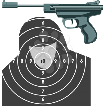 Royalty Free Clipart Image of a Gun and Target