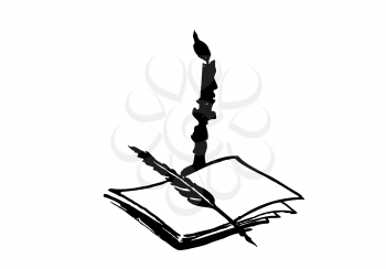 Royalty Free Clipart Image of Paper by a Candle