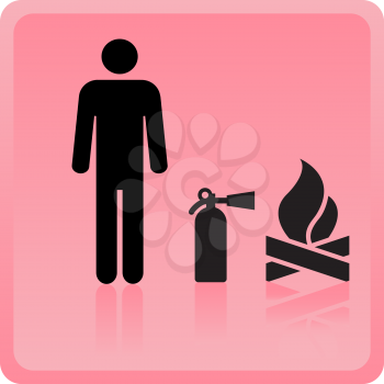 Royalty Free Clipart Image of a Man With a Fire Extinguisher 