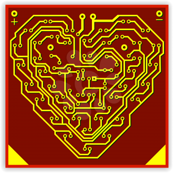 Royalty Free Clipart Image of a Heart Circuit Board