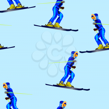 Royalty Free Clipart Image of a Bunch of Skiers