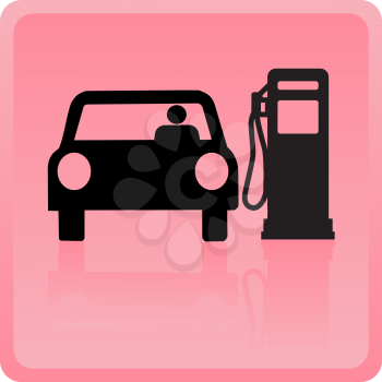 Royalty Free Clipart Image of a Car Refueling