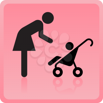 Royalty Free Clipart Image of a Woman and Child Icon