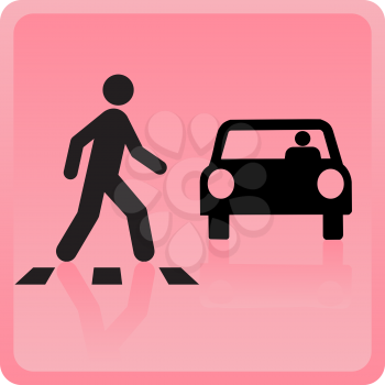 Royalty Free Clipart Image of a Person Crossing In Front of a Vehicle