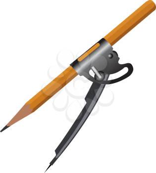 Royalty Free Clipart Image of a Pencil and Compass