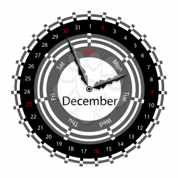 Royalty Free Clipart Image of a Clock Style Caldndar