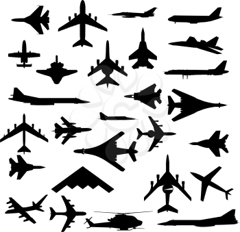 Royalty Free Clipart Image of a Bunch of Aircrafts