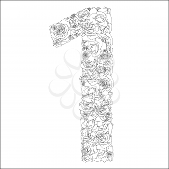 Royalty Free Clipart Image of a Floral Number