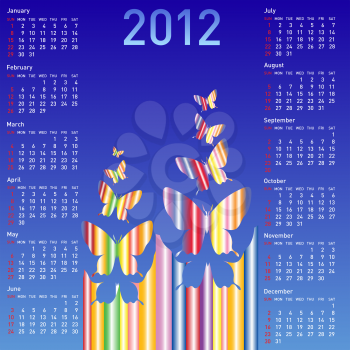 Royalty Free Clipart Image of a Butterfly Calendar