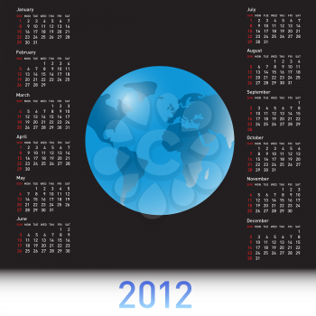 Royalty Free Clipart Image of a Globe Calendar