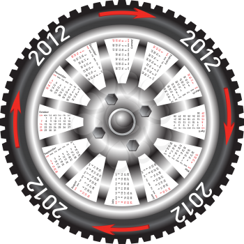 Royalty Free Clipart Image of a Tire Calendar