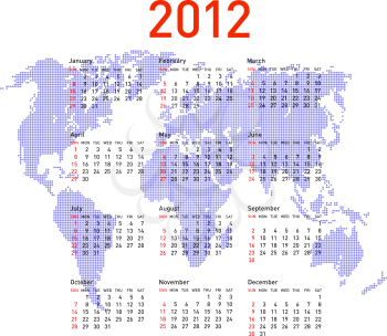 Royalty Free Clipart Image of a World Map Calendar