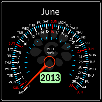 Royalty Free Clipart Image of a Speedometer Style Calendar