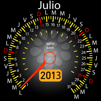 Royalty Free Clipart Image of a Speedometer Themed Calendar