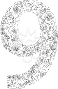 Royalty Free Clipart Image of a Floral Number