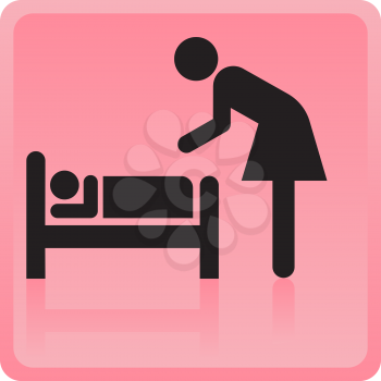 Royalty Free Clipart Image of a Woman Tucking a Child Into Bed