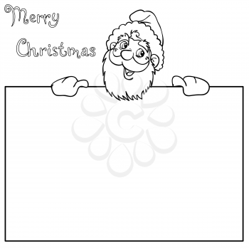 Royalty Free Clipart Image of Santa Claus Holding a Sign