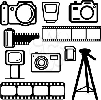 Royalty Free Clipart Image of a Set of Digital Cameras