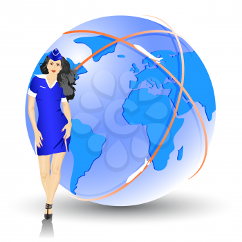 Royalty Free Clipart Image of a Stewardess 
