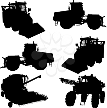 Royalty Free Clipart Image of Agricultural Vehicles