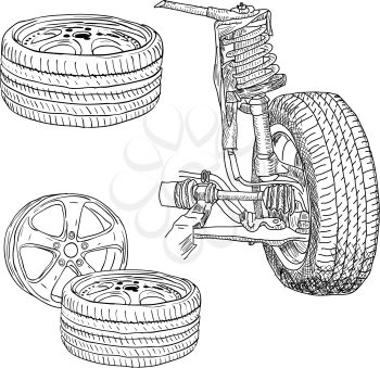 Royalty Free Clipart Image of a Car's Suspension 
