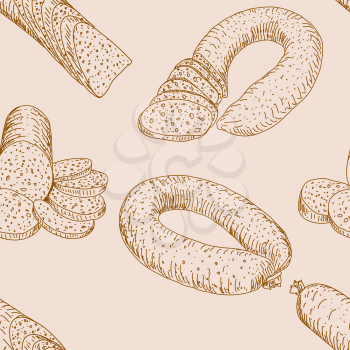 Royalty Free Clipart Image of a Sausage Background 