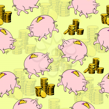 Royalty Free Clipart Image of a Bunch of Piggy Banks 